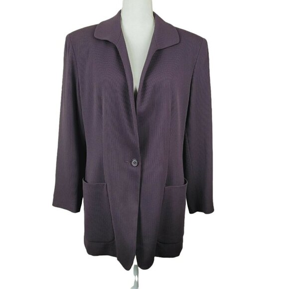 Vintage Alex Garfield Garfield & Marks Women's Blazer Jacket Sz 12 Dark Purple - Picture 1 of 12